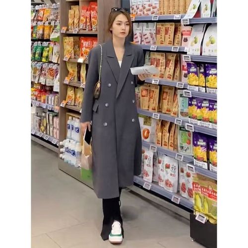 Women's Plus Size Long-Sleeve Suit Jacket for Plus Size Women 2025 Spring Loose High-End Knee-Length Trench Coat