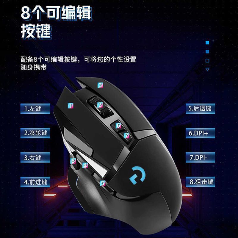 Wholesale G502 wired game mouse electric competition macro internet cafe lol hero alliance chicken internet cafe mechanical RGB mouse