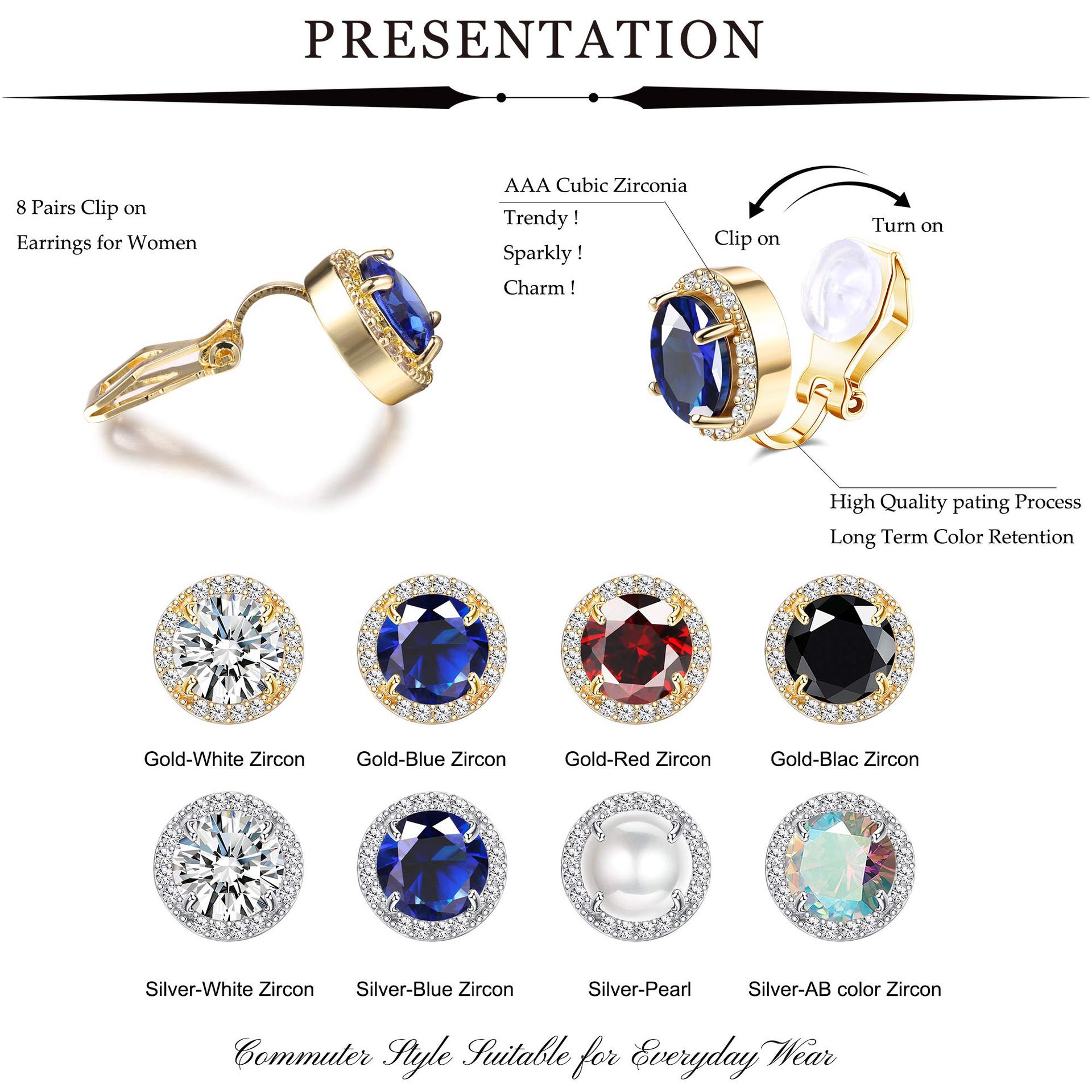 Fashion Round Copper Inlay Pearl Zircon Ear clips 1 Pair