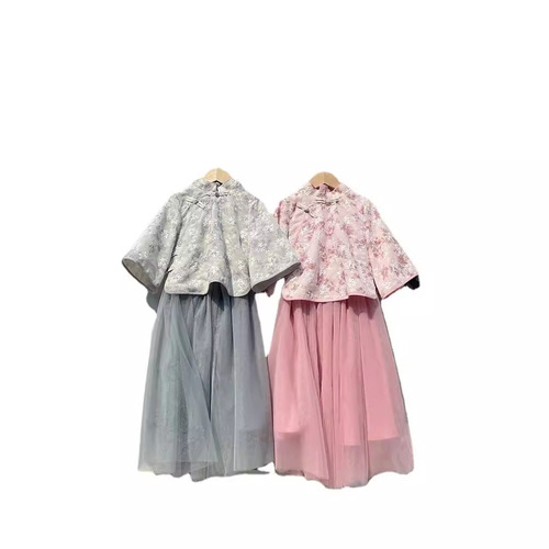 女童旗袍套装2023春夏新款儿童古风公主裙宝宝中式洋气两件套潮