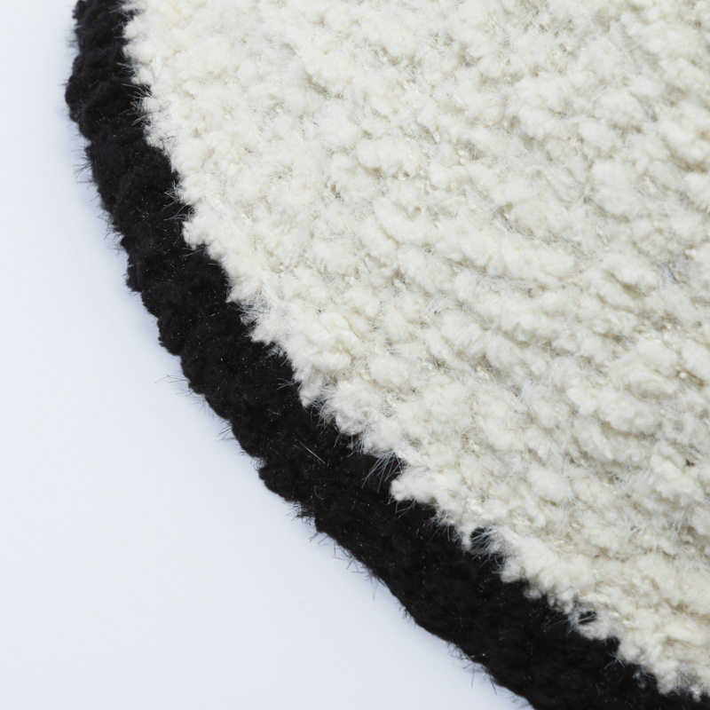 Cappello a secchiello in peluche a contrasto versione coreana per donna in autunno inverno, alla moda e versatile, in mostra il viso,_voghion.com