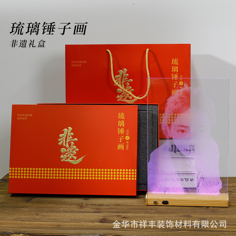 玻璃画非遗硬盒锤子配件厂家批发发光灯座夜灯桌面摆台520情人节|undefined