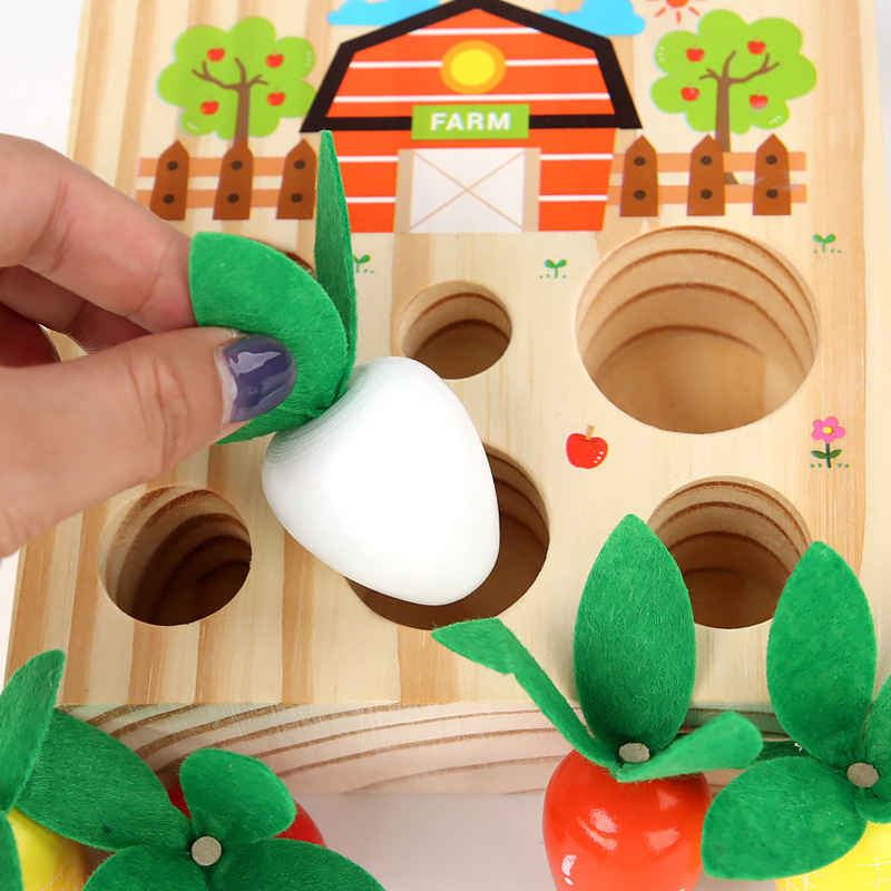 Rábano de granja de diversión de madera transfronteriza tirando de juego de empalme cognitivo juego de escritorio juguetes educativos de educación temprana para niños