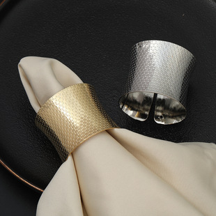 New Hotel Elegant and Fashionable European Style Napkin Ring Small Waist Napkin Buckle Hollow Woven Pattern Gold and Silver Napkin