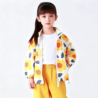 春季新款INS风小雏菊女童外套2026立领上衣男女童夹克拉链开衫