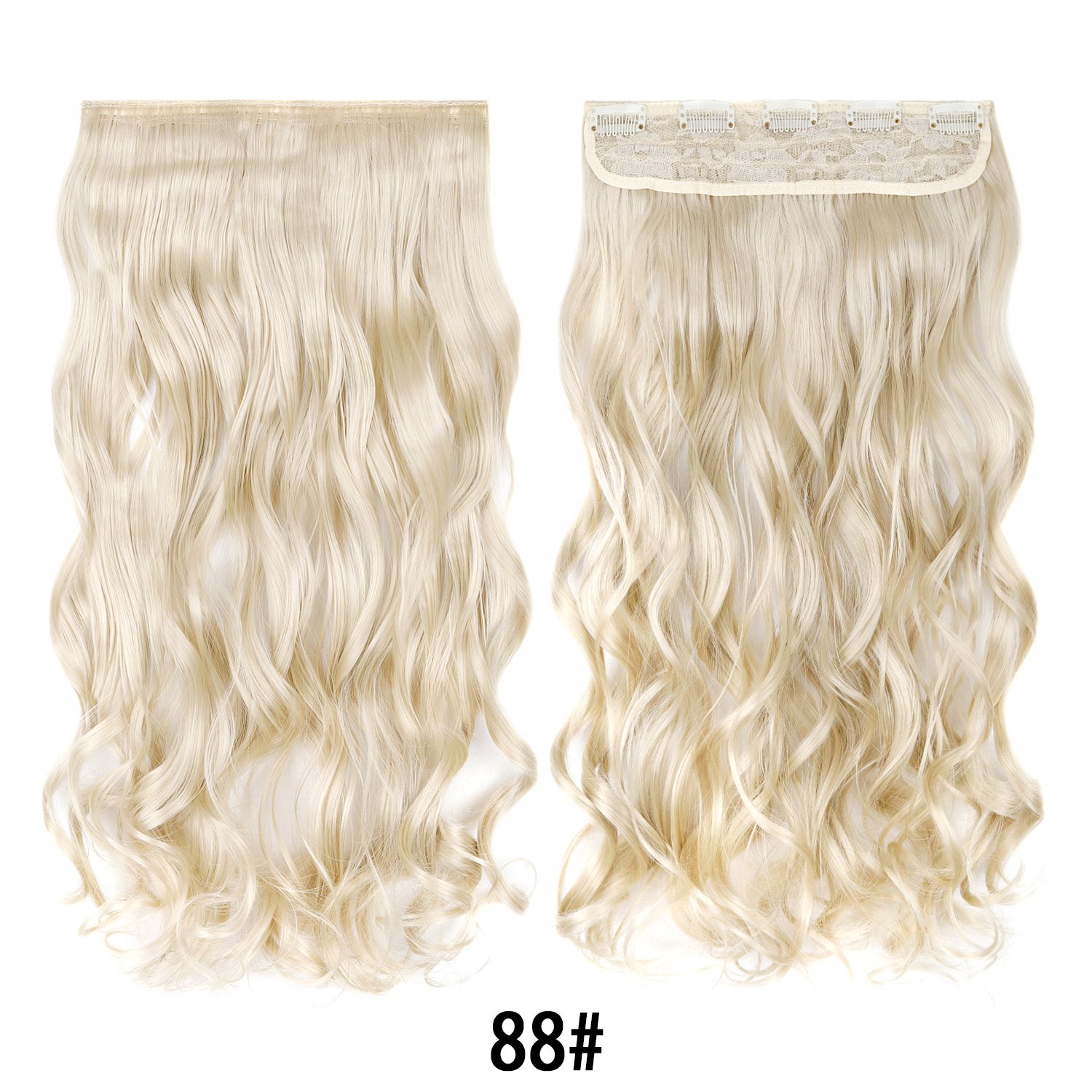 Extensión de Cabello de 5 Clips de 18 Pulgadas de Fibra de Alta Temperatura Rizado para Señoras