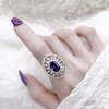 Purple set, necklace, ring, small design universal earrings, with gem, light luxury style