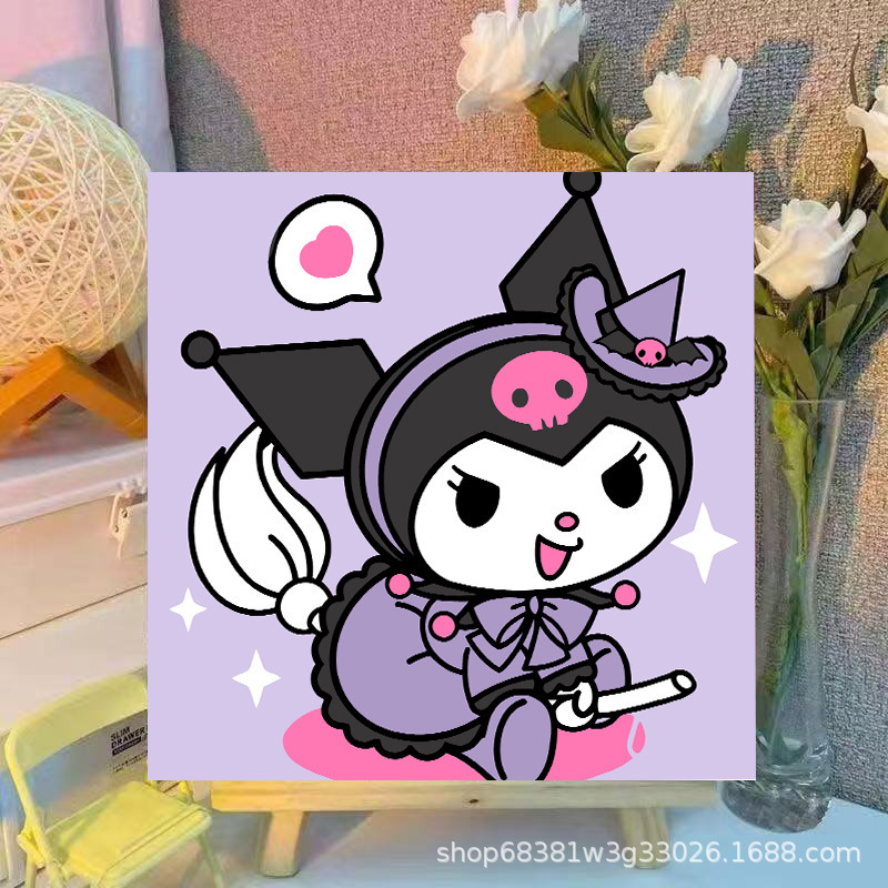 三丽鸥数字油画填色diy儿童手工绘卡通油彩画填充动漫装饰画丙烯|undefined