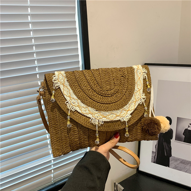 Women's Medium Straw Geometric Elegant Flip Cover Square Bag display picture 18