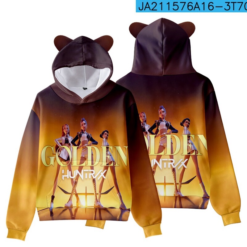 3D新品电影KPop Demon Hunters猎魔女团猫耳朵带帽卫衣成人儿童装|undefined