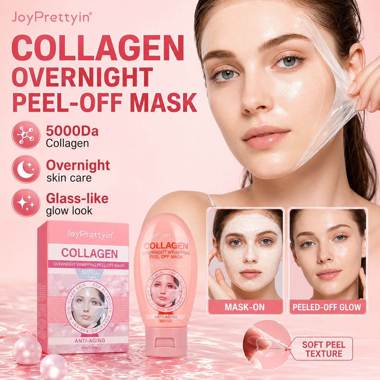 Joyprettyin Collagen Cream Mask Peel-Off Mask Cleans Pores Moisturizing Moisturizing Smear Mask