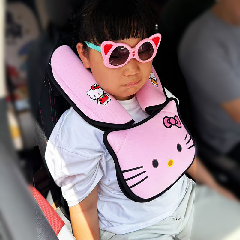 Cat Head Auxiliary Safety Belt Limiter Holder, Car Kids Safety Belt Adjustment Anti-Stranglehold Shoulder Protector