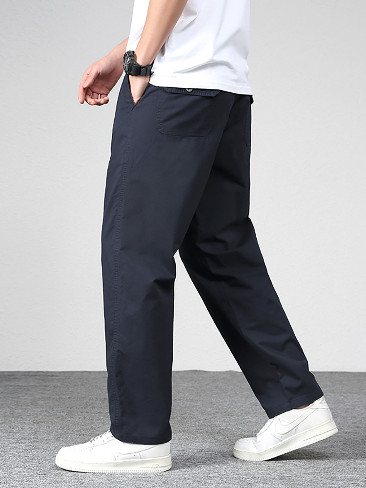 Pantalones casuales de los hombres de Zoruan pantalones de los hombres de primavera pantalones sueltos rectos de mediana edad pantalones elásticos de algodón Pantalones