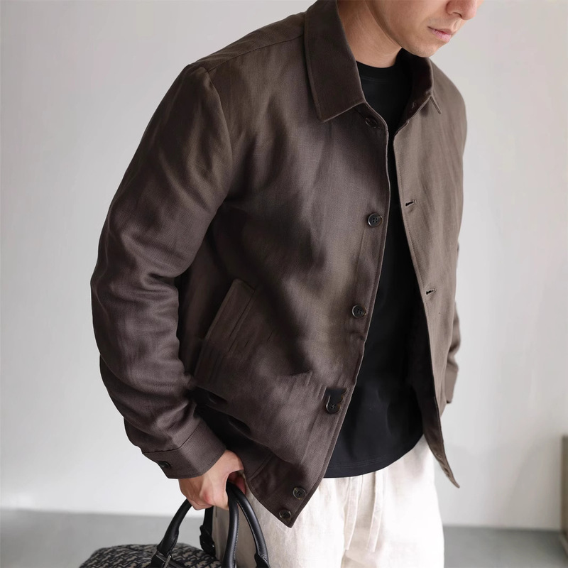 Ready Stock Light and Glossy Soft Lapel Jacket Men's Casual Business Jacket Spring and Autumn