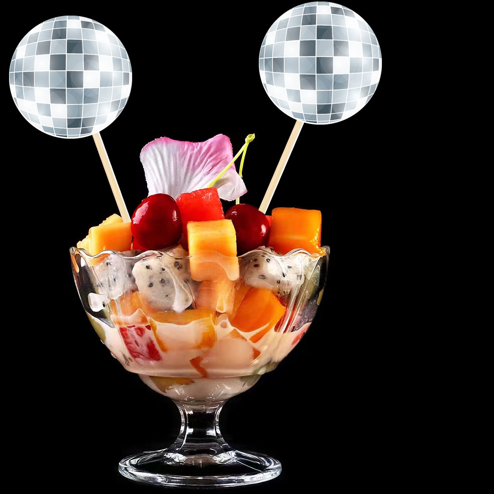 Amazon desechable palo de frutas palo pastel tarjeta disco carnaval fiesta postre Decoración