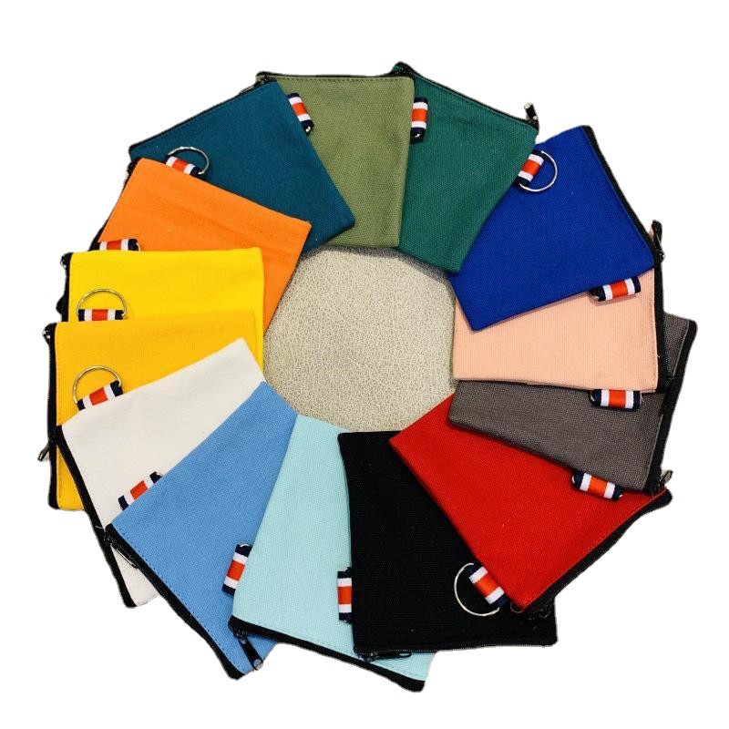 空白无印刷多色可选有拉链的棉布化妆品收纳袋可定制印logo棉布袋