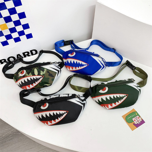  New Boys Crossbody Chest Bag Kindergarten Kids Cartoon Cute Shark Bag Boys and Girls Travel Canvas Bag