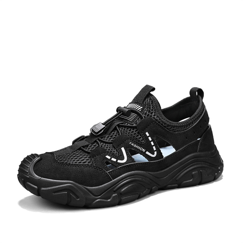 Zapatos de hombre Baotou verano 2025 nuevos zapatos deportivos al aire libre huecos y transpirables para hombres sandalias de vadeo casuales para hombres