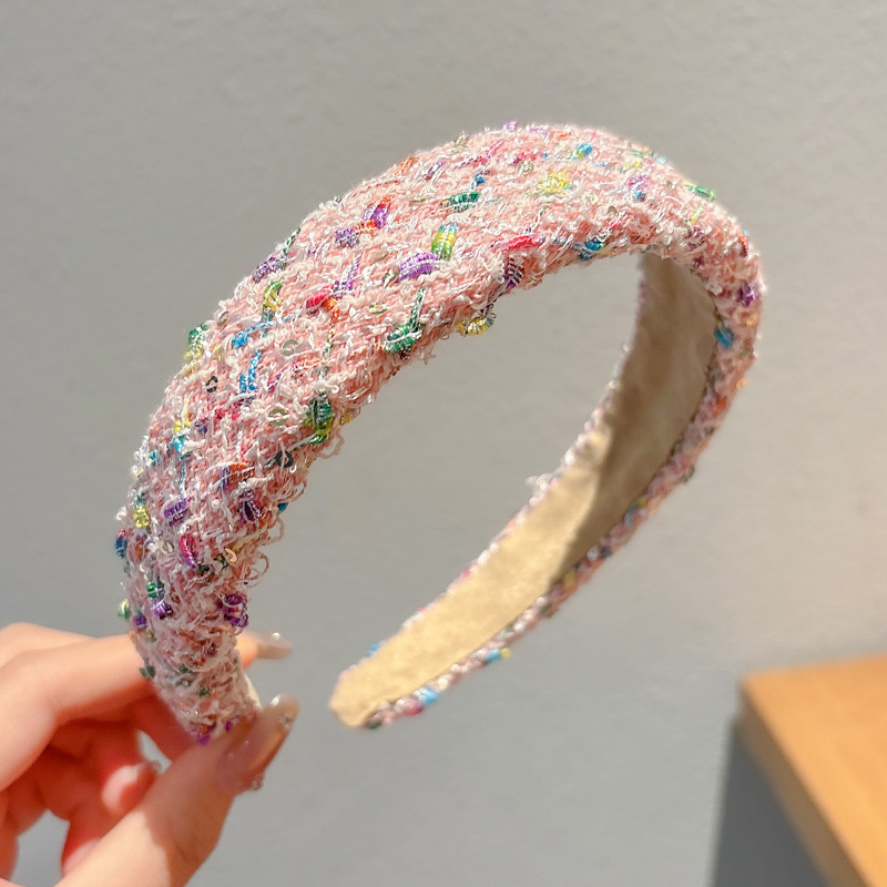 Hermosa y dulce banda de cabello rosa para mujeres, banda de cabello de alta presión craneal, banda de cabello diaria, banda de cabello de niña, tocado de tarjeta de cabello de corazón