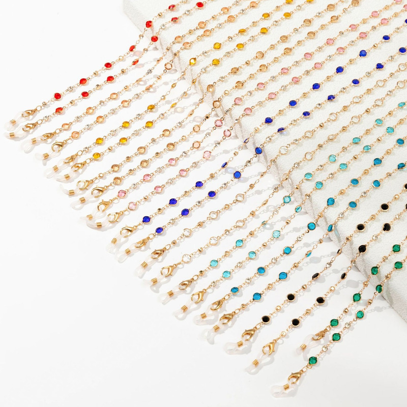 Amazon Cross-Border High-End Earphone Lanyard Chain Metal Glasses Accessories Color Crystal Anti-Slip Lanyard Mask Amazon Cross-Border High-End Earphone Lanyard Chain Metal Glasses Accessories Color Crystal Anti-Slip Lanyard Mask