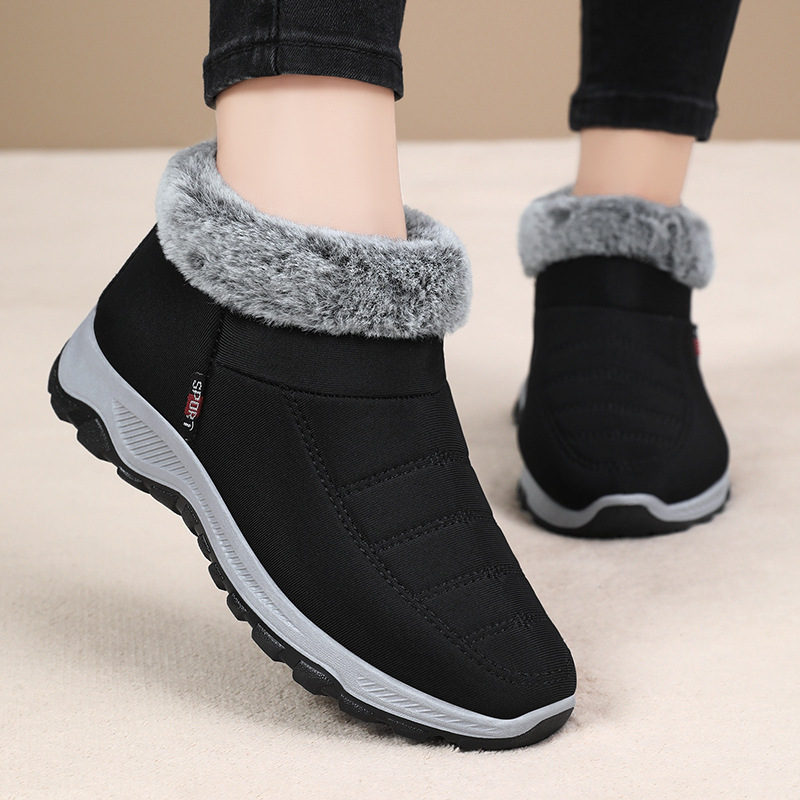 Botas de nieve para mujer 2024 invierno nuevas botas cortas cálidas más zapatos de algodón casuales gruesos de terciopelo botas de algodón para madres de mediana edad y ancianas