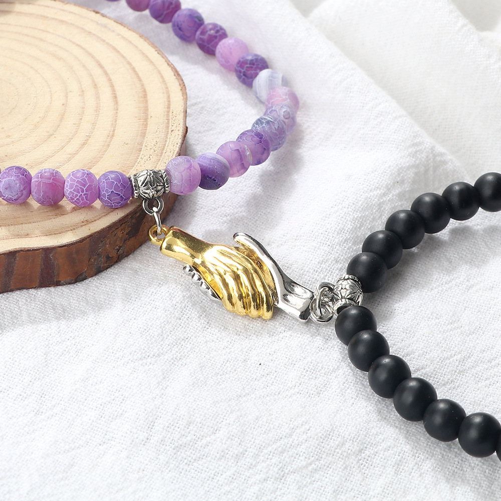 double ring asymmetrical turquoise matte couple bracelet popular circle chain set hand jewelry spot_voghion.com