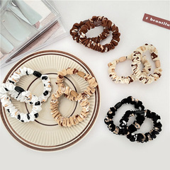 Korean Instagram-style cream-colored print French-style large intestine hair tie for outdoor elegant and sweet hair ribbon small intestine hair tie