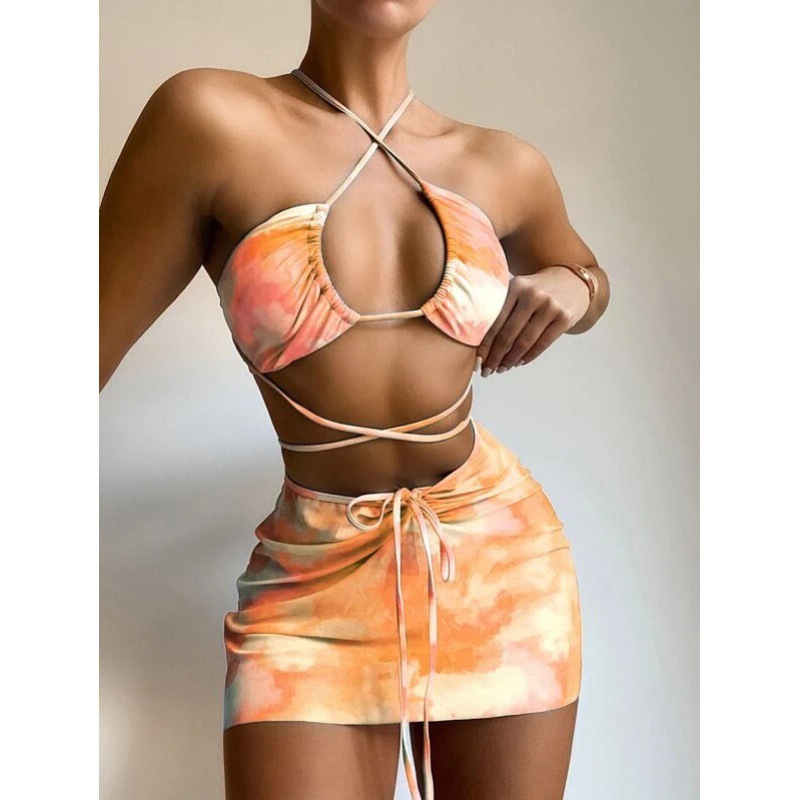 Mingyi nuevo europeo y americano multi-color sexy split bikini piedra impreso tres piezas bikini traje de baño