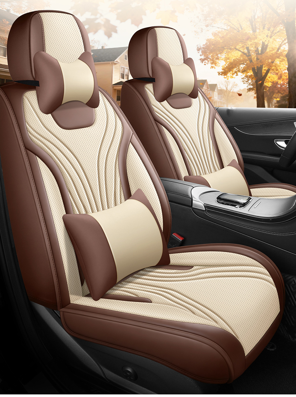 New foreign trade model Nappa leather car seat cushion wholesale, suitable for all seasons, perforated and breathable, full-cover car seat cushion and seat cover