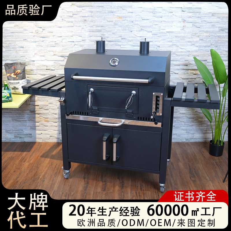 Barbacoa de villa multifuncional de almacenamiento de gabinete doble de 1,6 m al por mayor Barbacoa de patio grueso grande comercial bbq