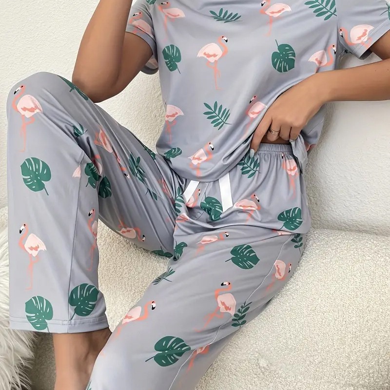 Pantalones de manga corta estampados de servicio a domicilio nuevo transfronterizo de dos piezas de verano cómodo traje de pijama de moda casual al por mayor