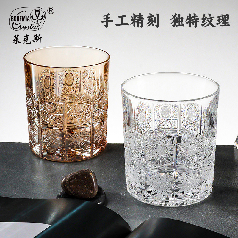Importación checa de cristal Crystalex tallado a mano taza de whisky simple tallado taza de vino taza de bebida image 3