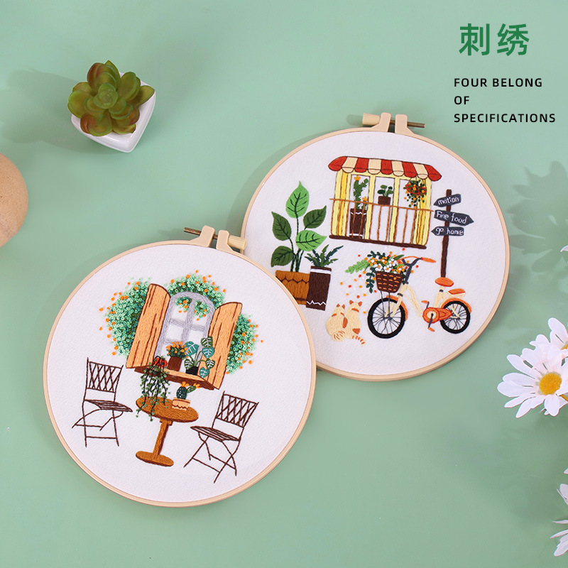 Nuevo producto original DIY material bordado a mano tiempo tranquilo hogar vida verde mesas de té transfronterizas Inglés