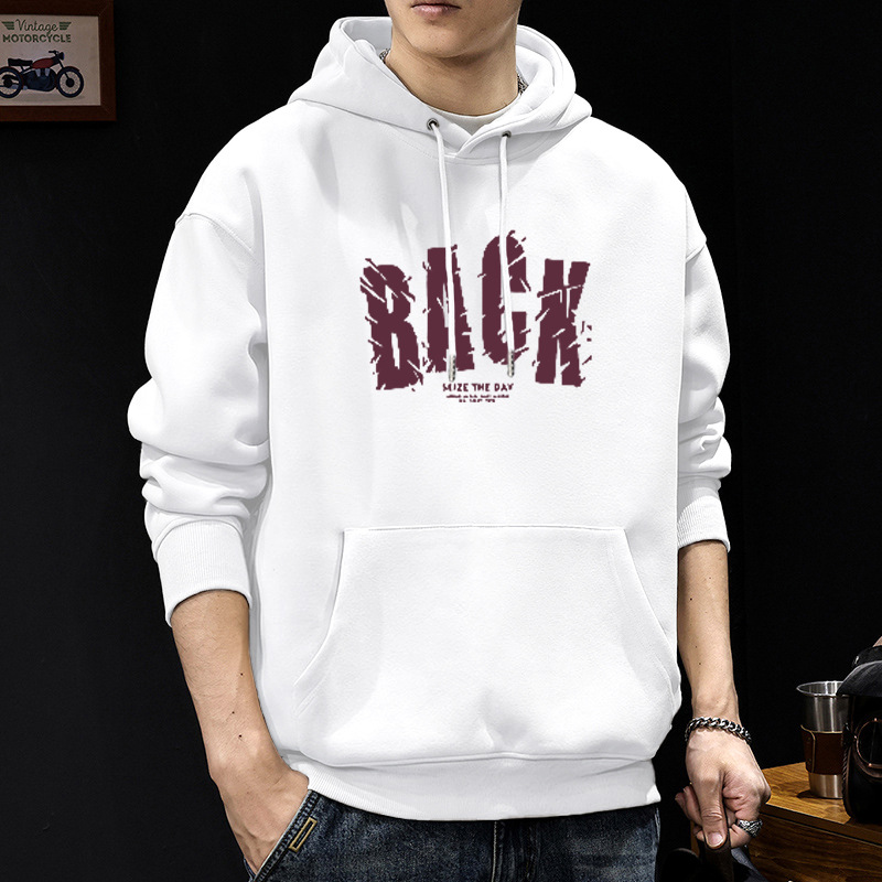 Peso pesado chaqueta encapuchada hombre encapuchado otoño y invierno letra impresa chaqueta casual chaqueta de moda adolescente hombre grueso