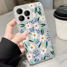 外贸适用唯美花卉手机壳iphone17羽纱镭射壳14苹果16文艺IP15批发