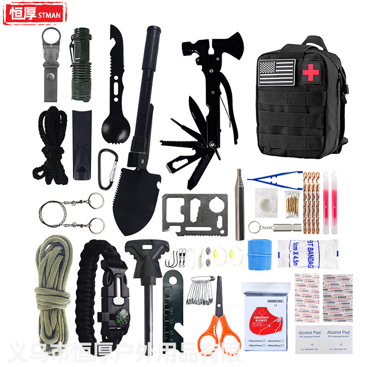 Equipo de camping al aire libre camping herramientas de supervivencia traje Kit de supervivencia de emergencia multifuncional suministros de supervivencia al aire libre