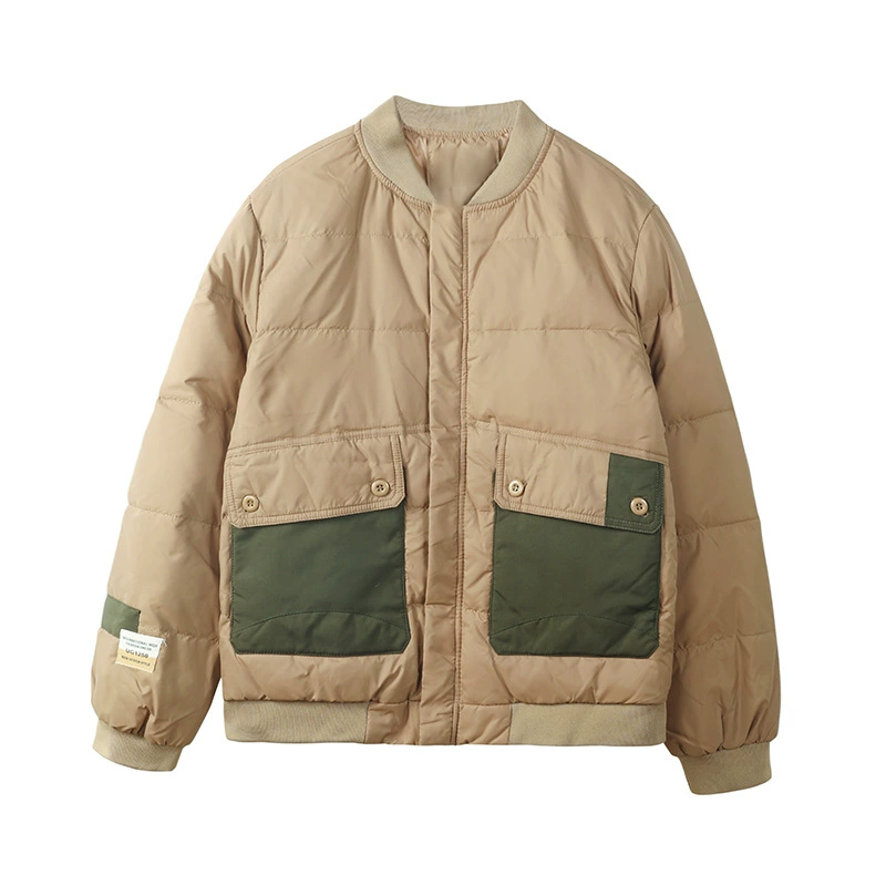 Новая бейсбольная форма в стиле преппи с коротким воротником-стойкой, Женская Толстая Свободная белая зимняя куртка в Корейском стиле на утином пуху, модное пальто