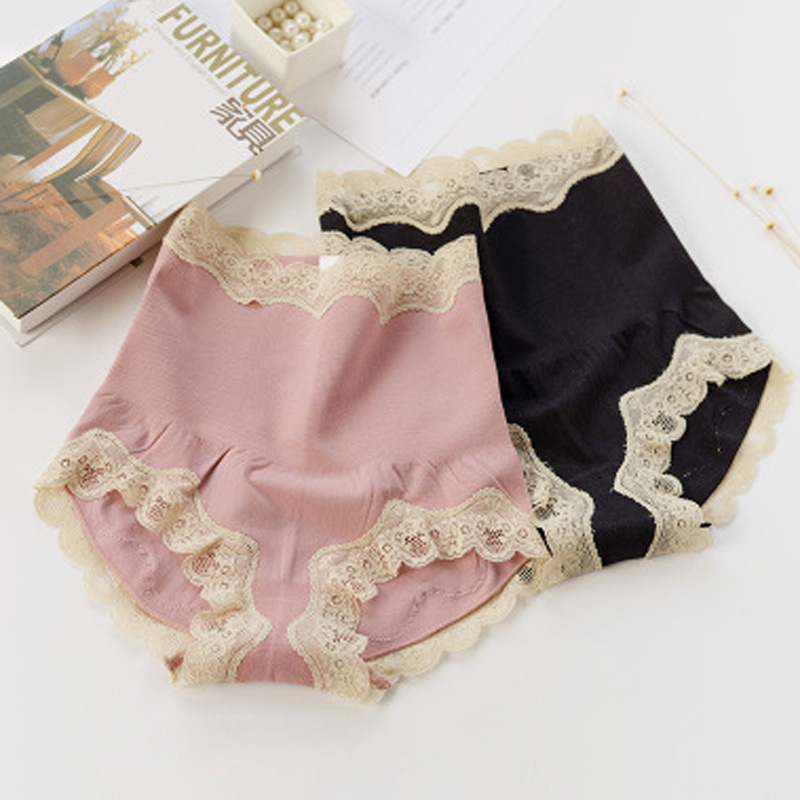 蕾丝边纯棉裆高腰收腹三角裤女士收腹提臀塑身产后塑形束腰内裤|ms