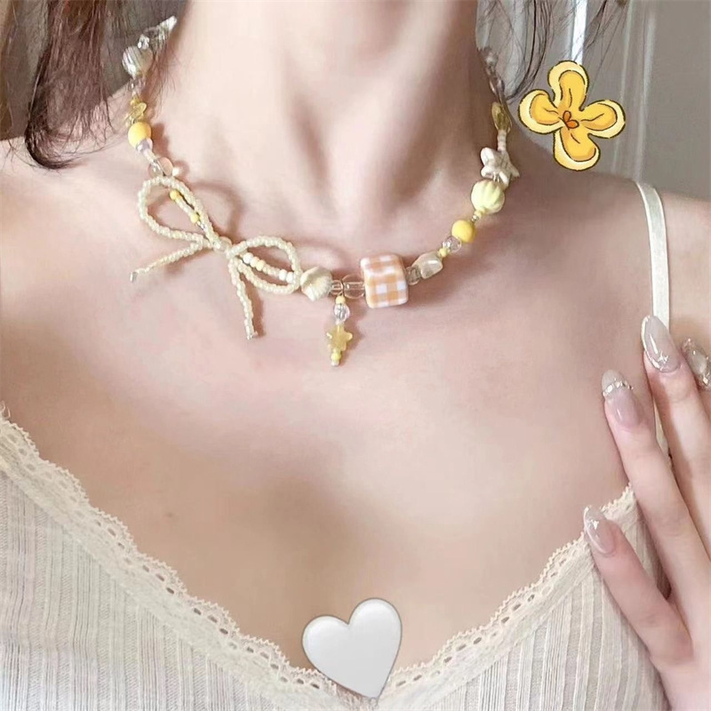 リンゴ味のキャンディーランド~y2kカラードーパミンキャンディーカラービーズネックレス夏の漫画甘いアクセサリー|undefined