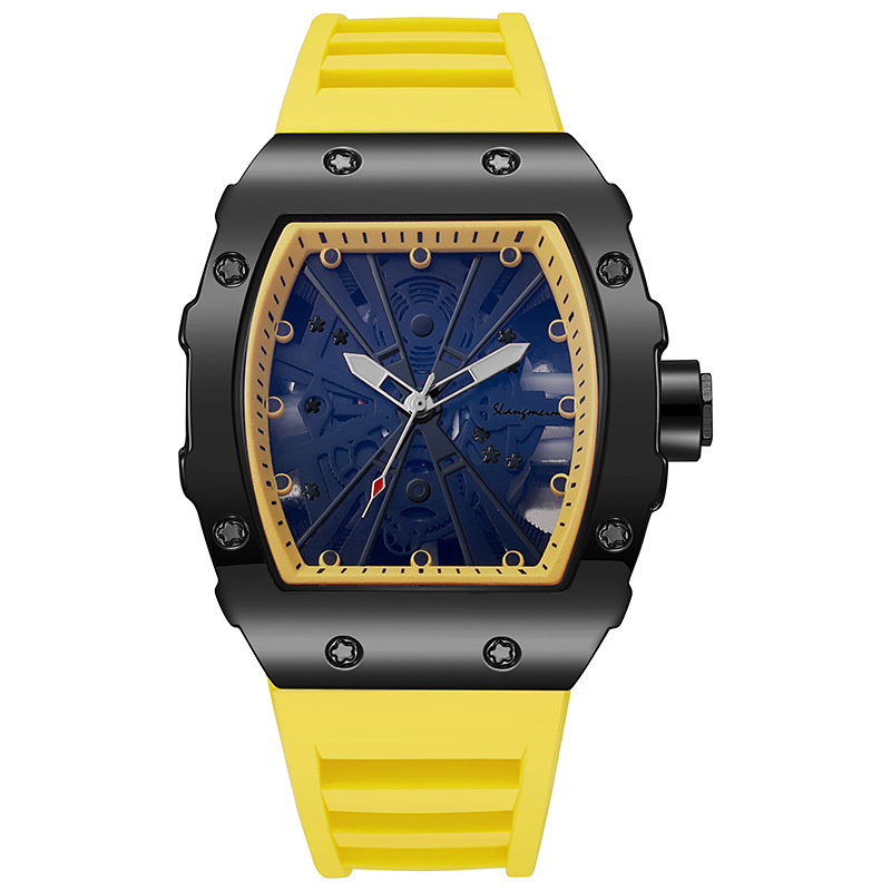 Shangmei marca nueva tendencia de moda dominante de alto valor estrella de cinco puntas luminosa reloj de hombre en forma de barril de negocios