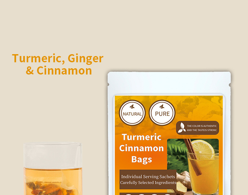 Turmeric Ginger Cinnamon Tea Bags Jiang Huang Sheng Jiang Rou Gui 2g x 50 Cold Brew Herbal Tea overview