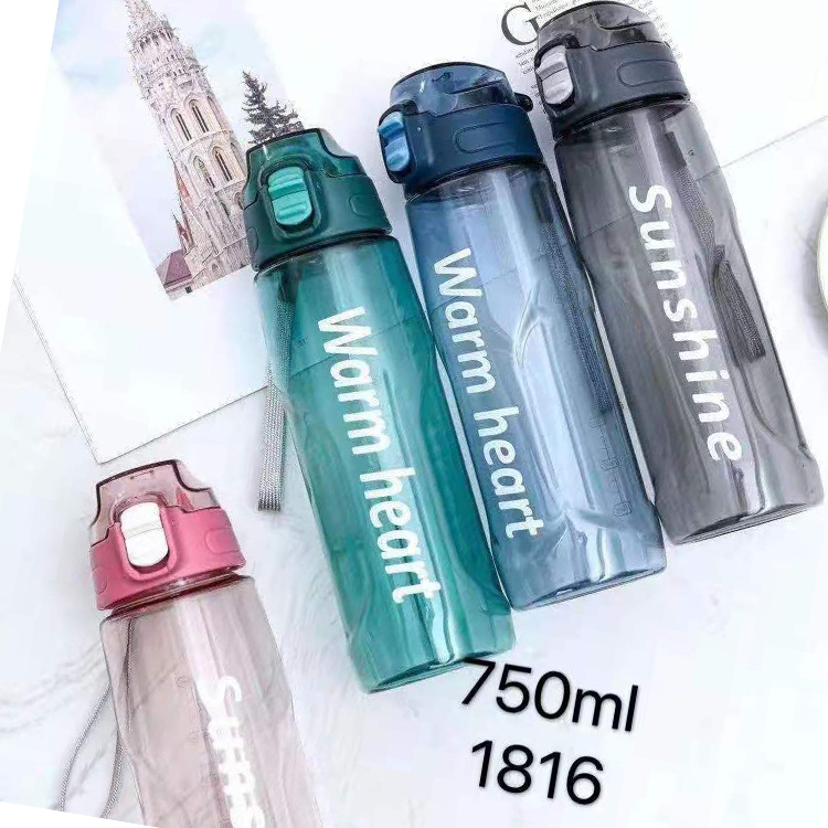 Hogar 750ml de plástico Paja creativa Gran taza de agua PC taza de plástico portátil cuerda verano deportes al aire libre taza