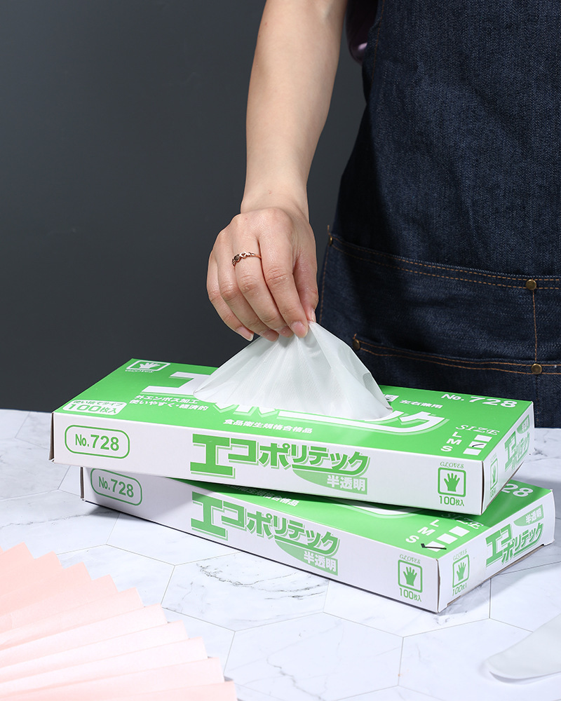 Thickened CPE disposable gloves, food-grade dedicated plastic box packaging, for kitchen, household use, crayfish consumption, and catering wholesale.