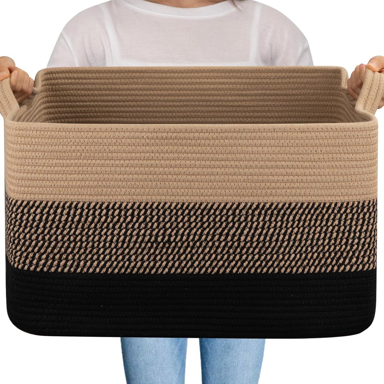 Fábrica directa gran tela de algodón trenzada canasta de ropa sucia canasta de almacenamiento de juguetes armario de dormitorio canasta de almacenamiento plegable
