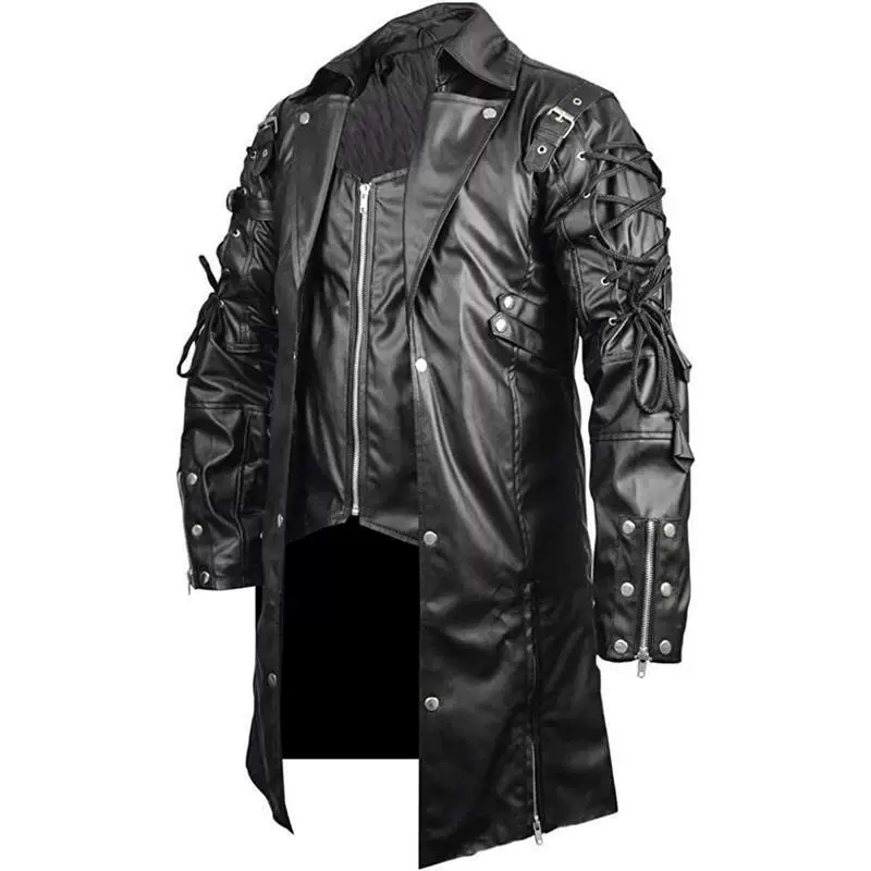 (Cross-border trading), long polyurethane jacket, Amazon, halloween, punk style, mid-length