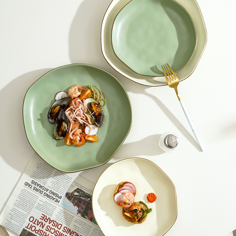 Dishes set, home eating bowl, light luxury, modern Nordic style ceramic tableware, creative bowls, plates, chopsticks, dishes and spoons, internet celebrity