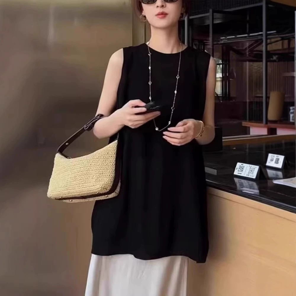 OK-203 Европейский ретро стиль Хепберн, свободный топ без рукавов, летний доступный роскошный супер красивый возрастной костюм с юбкой