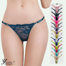 厂家跨境外贸蕾丝内裤女 情趣低腰性感可调节细带棉档女士丁字裤