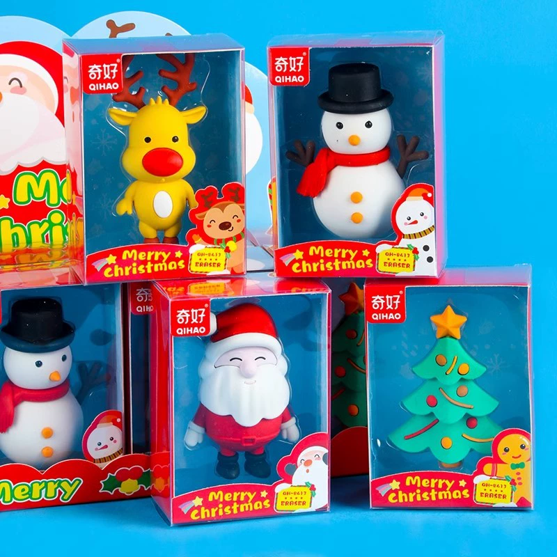 Christmas cute eraser, removable stationery for elementary school students, constructor, toy