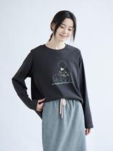 柜款元纱！轻运动休闲风 简笔画印花棉圆领T恤卫衣女秋新G081713